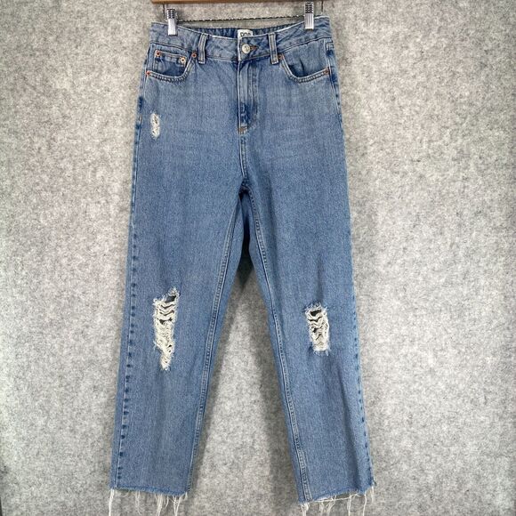 BDG Pax Womens High Rise Distressed Raw Hem Blue Denim Jeans Size 27 - Picture 1 of 10